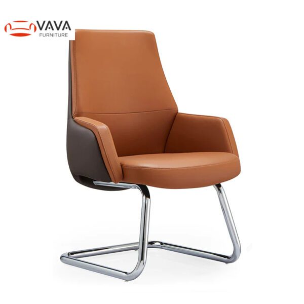 EXECUTIVE PU VISITOR CHAIR WITH CHROME METAL FRAME - D009